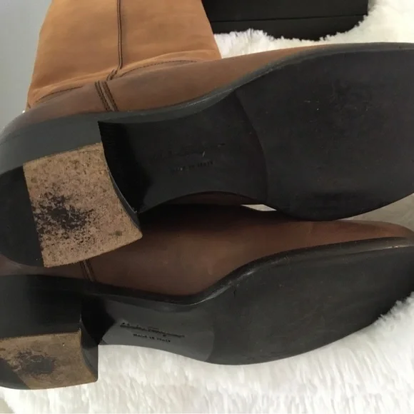 Salvatore Ferragamo Dark Brown Leather Riding Boots - Picture 7 of 16